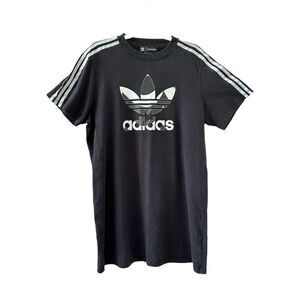 Adidas Marimekko Short Sleeve Graphic T-Shirt Dress Black White Women's Large